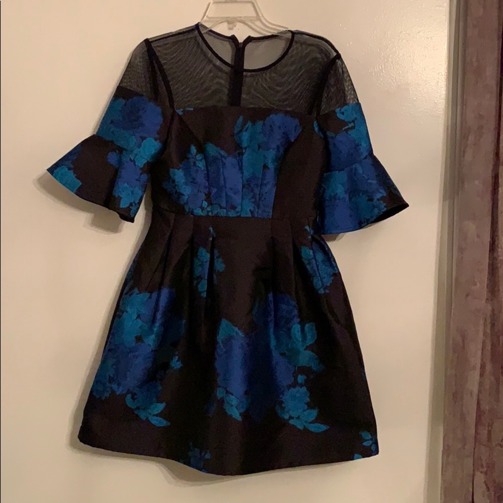 NWT Sz2 Belle Blue Badgley Mischka A-line mini dress